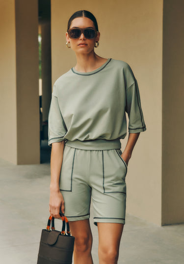 Natural Living Organic Cotton Drawsting Shorts | Crystal Green 78464-2732